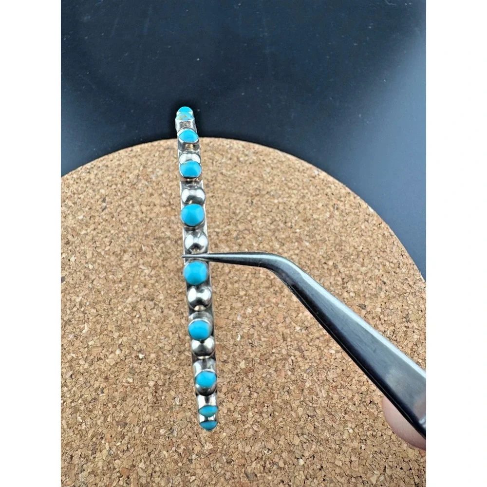 Vintage Sterling Silver 925 Turquoise Bangle Bracelet